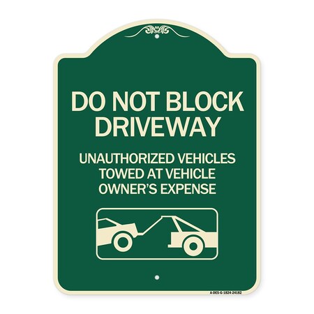 Signmission Do Not Block Driveway With Graphic Heavy-Gauge Aluminum Architectural Sign, 24" x 18", G-1824-24182 A-DES-G-1824-24182
